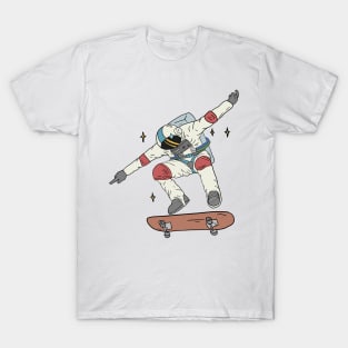 Astronaut Skater Space Skateboard Gift Handdrawn T-Shirt